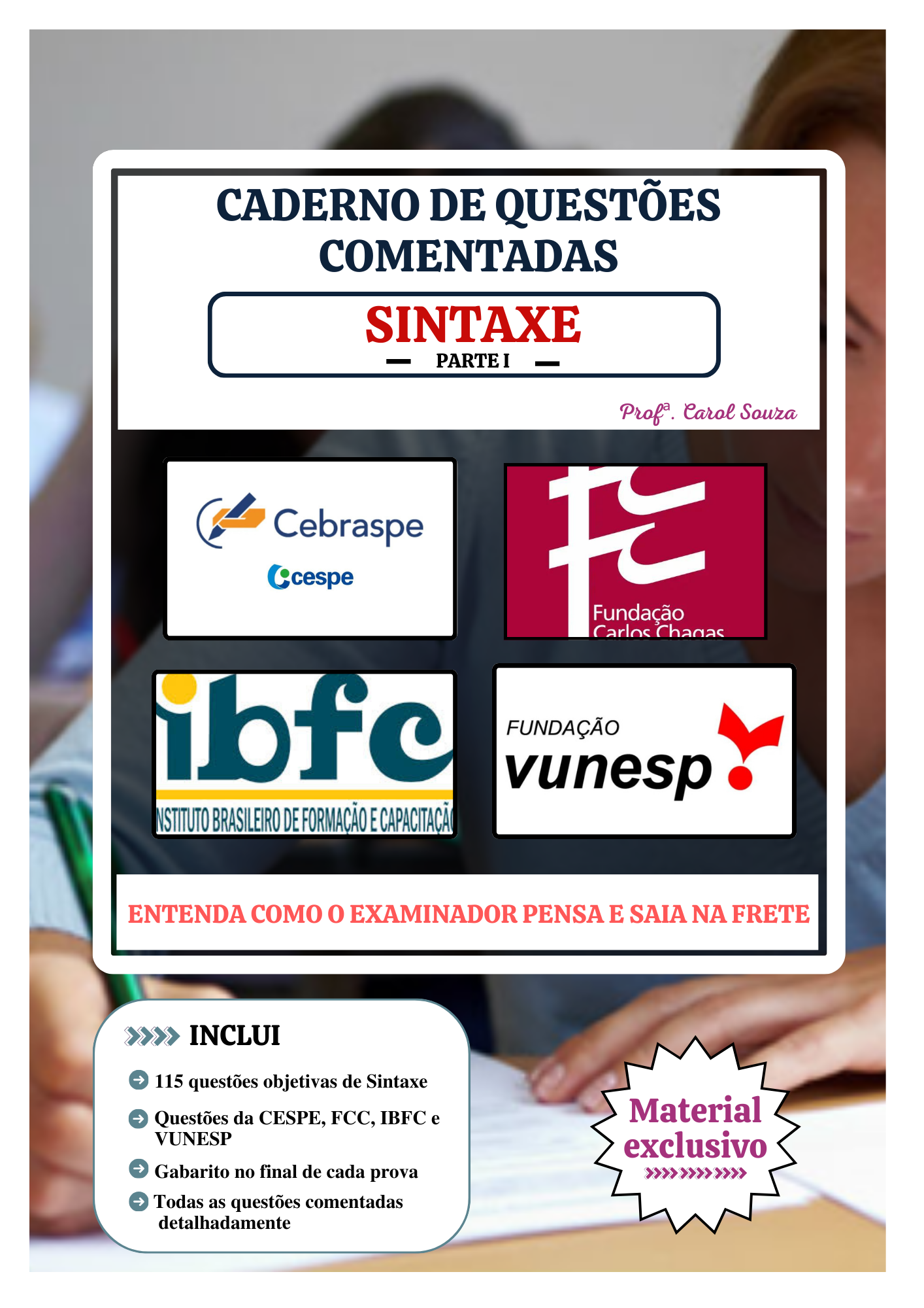 Capa do bônus Caderno de Questões Comentadas de Sintaxe